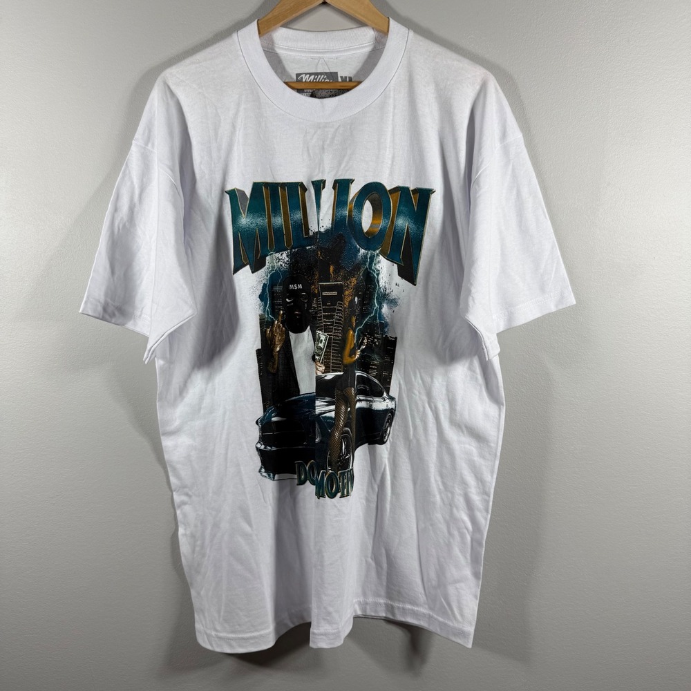 Million Dolla Motive Hustle Graphic T-Shirt White XL